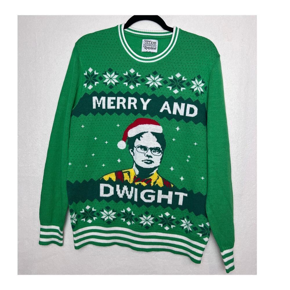 Tipsy Elves Ugly Christmas Sweater The Office Merry and Dwight Read for Size